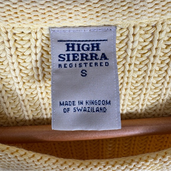 Vintage High Sierra 100% Cotton Cable Knit Sweater S Butter Yellow Preppy - Picture 6 of 6